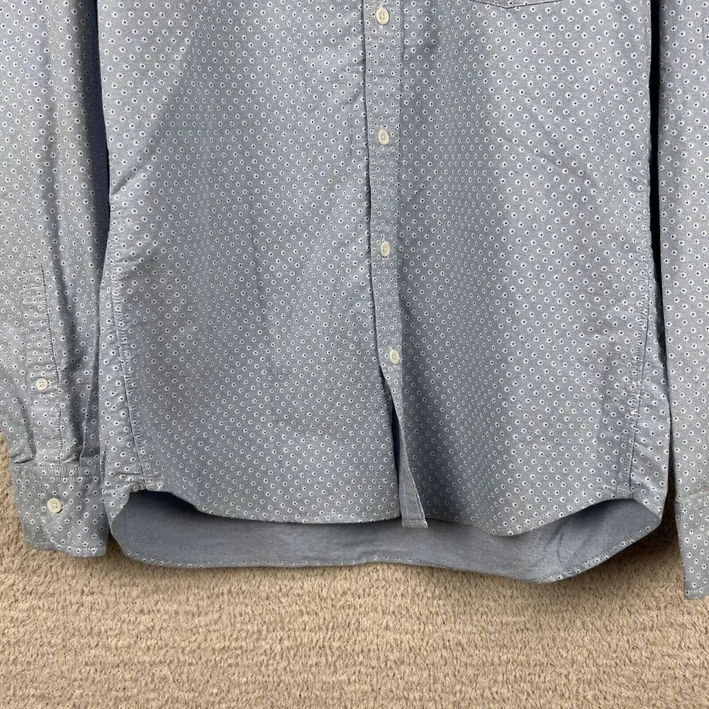 J. Crew Shirt Mens L Blue Floral Oxford Slim Button Up Long Sleeve Preppy Pocket